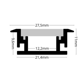 LED Alu Profil T-2811 Bodeneinbau inkl. Abdeckung matt 2000mm